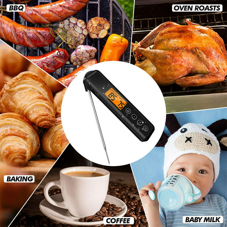 Digital Instant Read Meat Thermometer - Waterproof Kitchen Food Cooking  Super Fast Thermometer Electric Probe with Backlight LCD - Best for BBQ