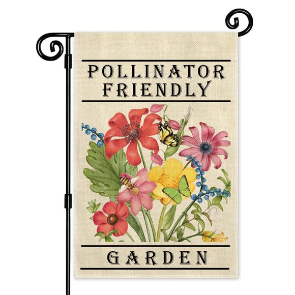 shiyou-Pollinator Friendly Garden Garden Flag, Double Sided Yard Outdoor Farmhouse Lawn Decor Flag, Native Pollinator Flag, Plant Mom Flag, Native Plant Flag, Gifts for Gardener Native Plant Lovers