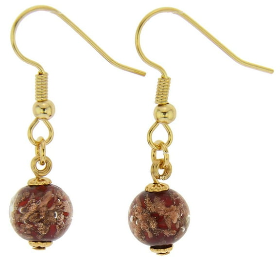 GlassOfVenice Murano Glass Starlight Balls Earrings - Dark Red