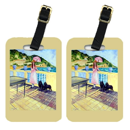 Lady with her Schipperke Luggage Tags Pair of 2