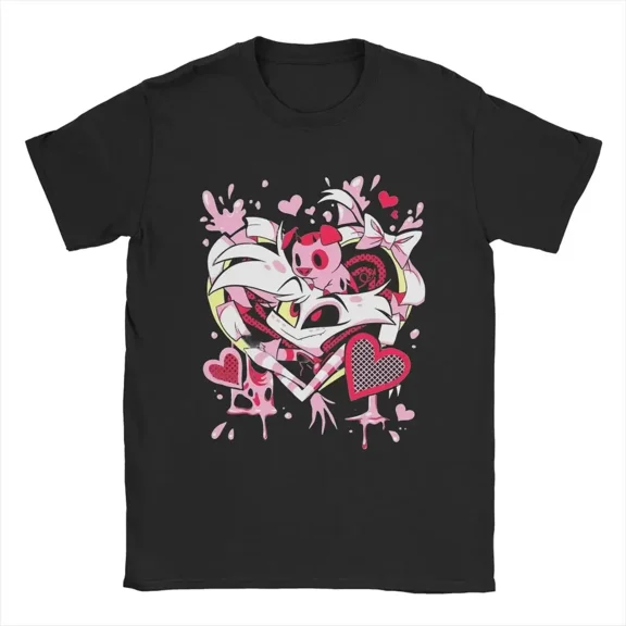 RARE Men's T-Shirts Hazbins Hotels Angel Dust Novelty 100% Cotton Tees Short Sleeve T