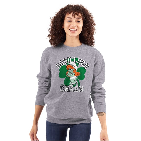 Smurfette St Paddys Good Luck Charm Women Crewneck Sweatshirt Brisco Brands S
