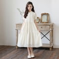 thumbnail image 5 of Makaor Wedding Guest Dresses for Girls A Line Dress Lace Sleeveless Formal Dresses Empire Waist Midi Birthday Party Dresses, 5 of 8