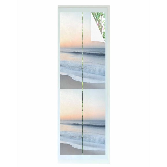 Window Privacy Film Summer Beach Stained Glass Window Film Decorative Sun Block Window Cover Coastal Nautical Seaside Ocean Window Clings Static Adhesive Sticker for Bathroom 17.7"x78.7"