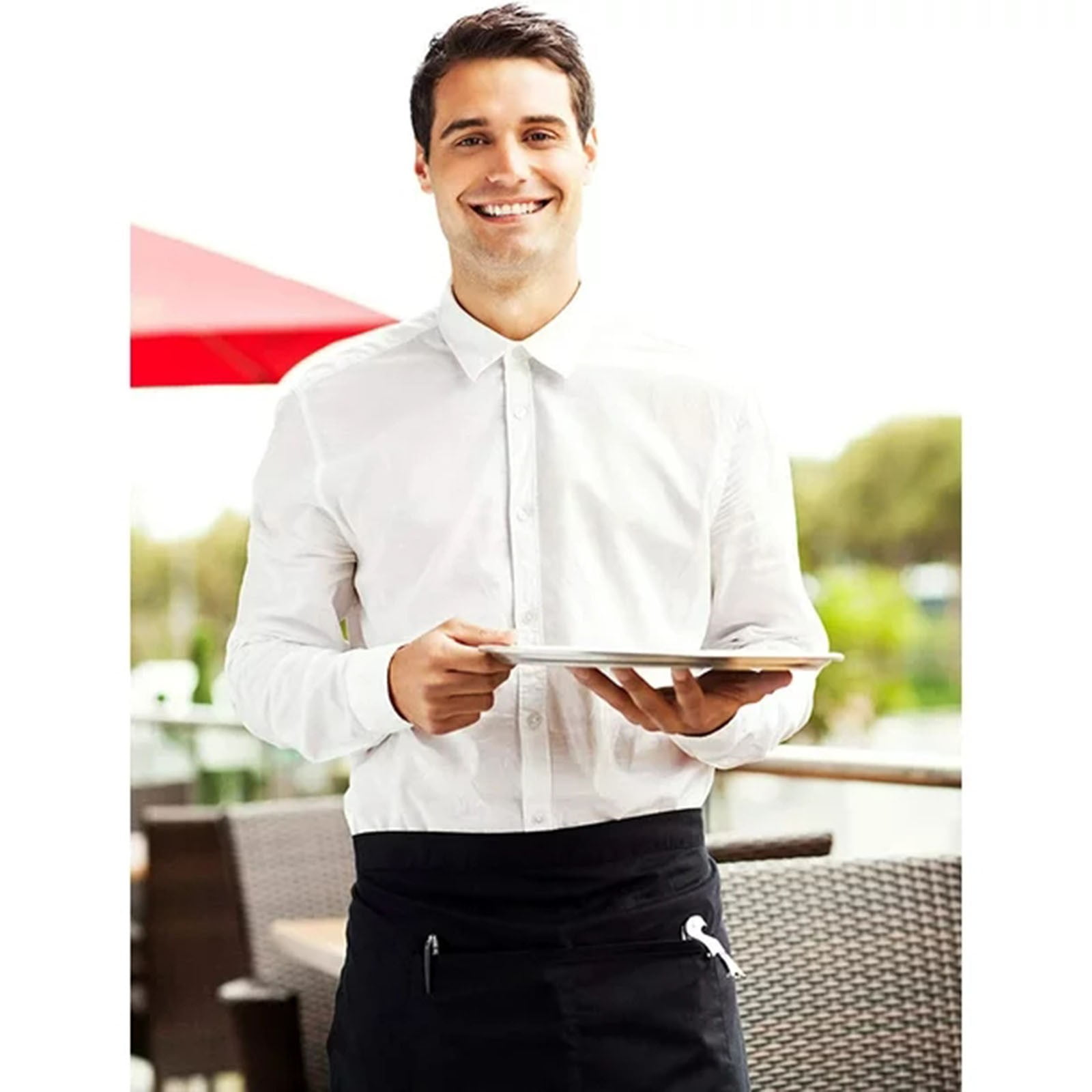 Black Waitress Server Short Apron – Waist Apron with&nbsp;3&nbsp;Pockets