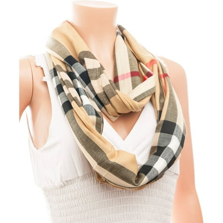 Women's Infiniti Scarves Cashmere Feel Plaid Pattern On Solid Background