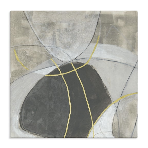 Stupell Industries Contemporary Neutral Circular Line Abstraction Soft Layered Stones Canvas Art, 17 x 17, by June Erica Vess