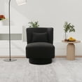 thumbnail image 3 of Swivel Accent Chair and Comfy Accent Sofa Chair, Boucle 360 Degree Swivel Barrel Club Chair with a Pillow, Leisure Chair for Bedroom Living Room Lounge Hotel Office, Black Boucle, 3 of 8