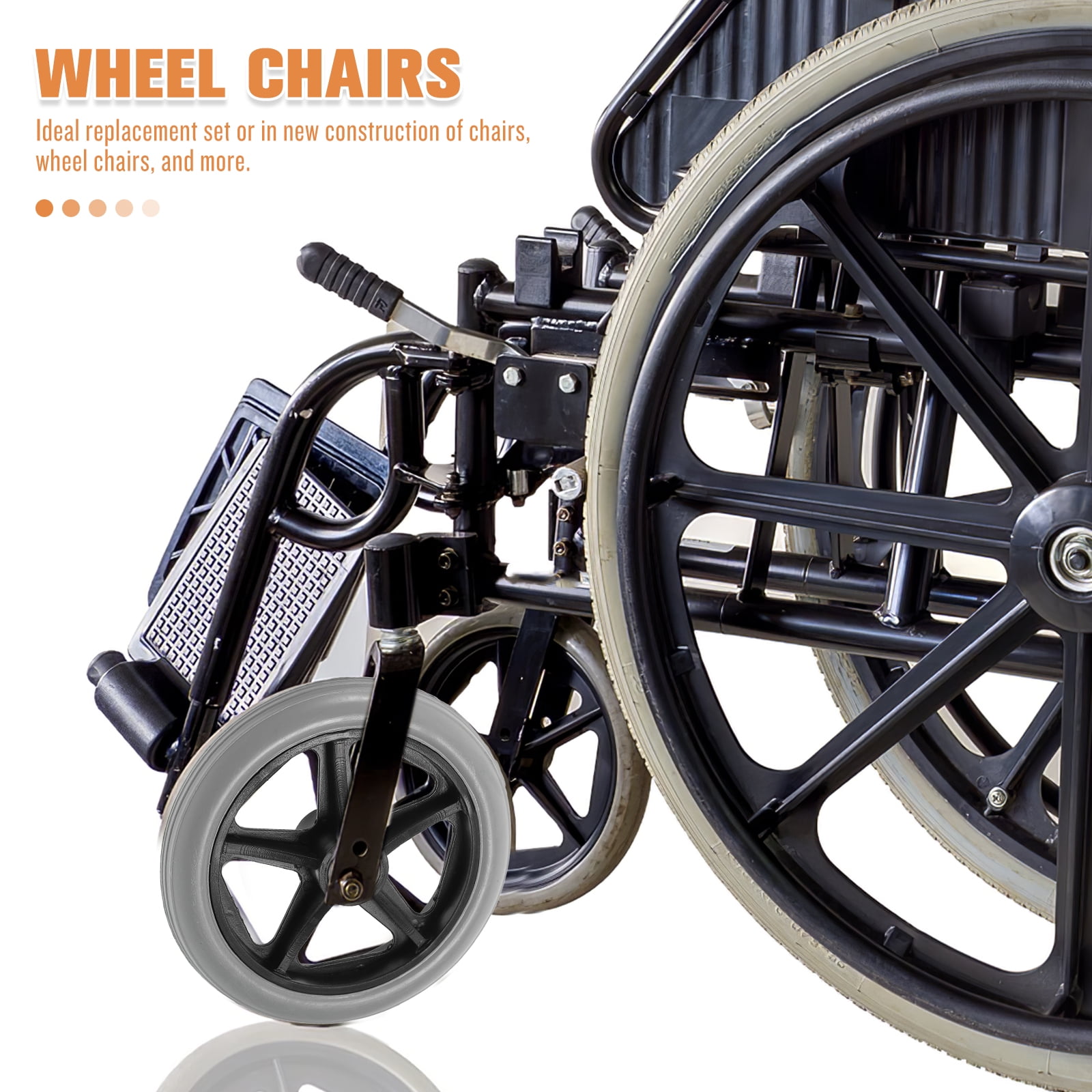 CRILSTYLEO Office Chair Casters Grey Material Stable Safe Flexible 3Pcs