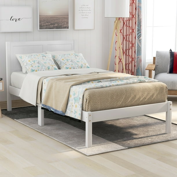 Clearance! Platform Bed Frame with Headboard, Twin Bed Frames for Kids