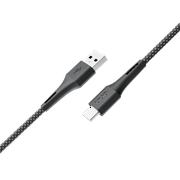 onn 6ft USB-A to USB-C Soft-touch Braided Charging Cable, USB IF Certified, Black
