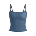 thumbnail image 6 of Camisole Tank Tops with Built Bra for Women Slim Fitted Sleeveless Tanks Soft Stretchy Yoga Casual Base Tees (XL, Blue), 6 of 7