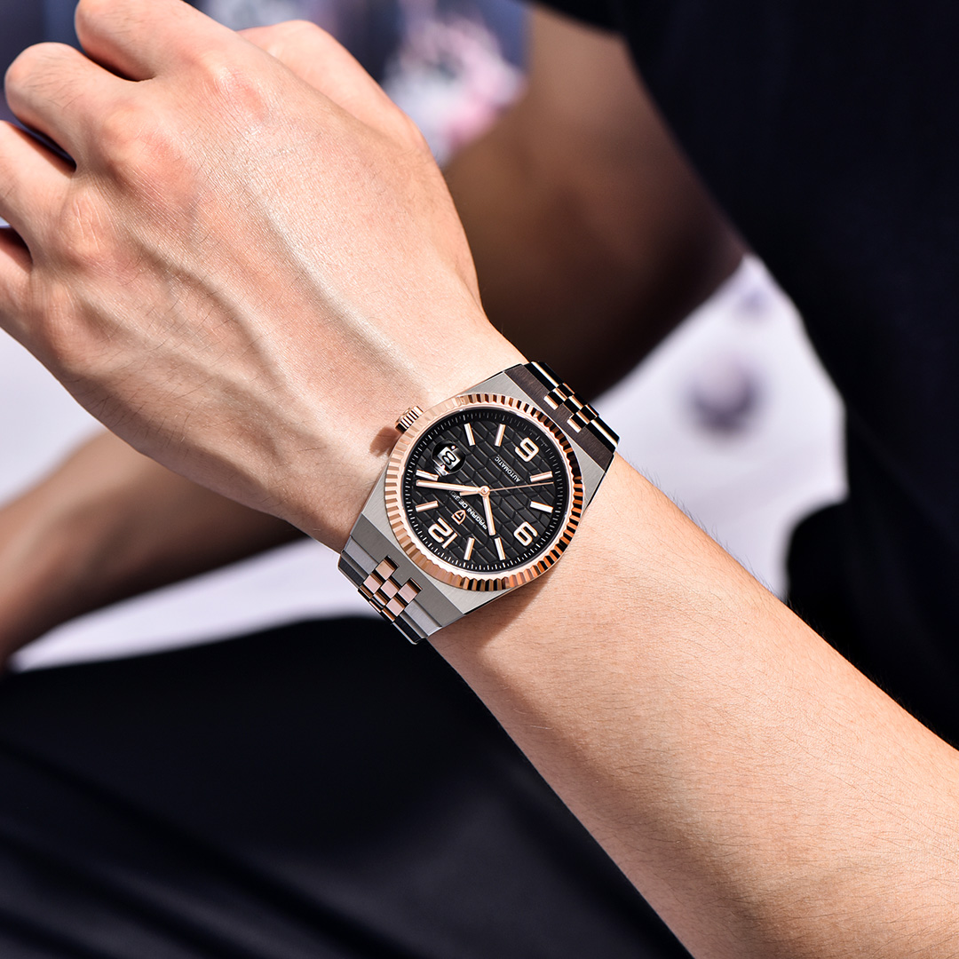 Pagani Design New Men's Automatic Watch Stainless Steel Mechanical Waterproof Wrist Watch for Men, Synthetic Sapphire Dial Glass PD-YS027