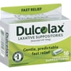 Dulcolax Medicated Fast Relief Bisacodyl Laxatives Suppositories, 16ct