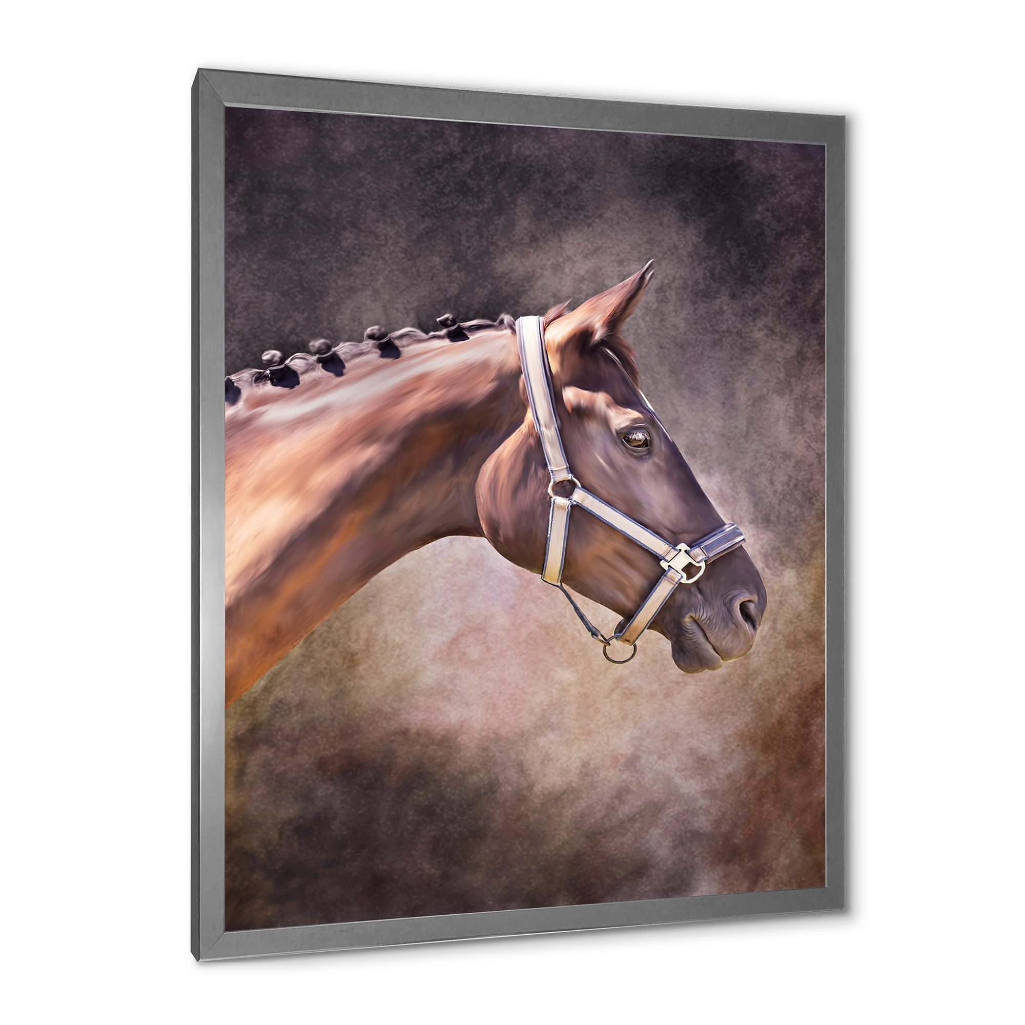 Designart 'Close Up Portrait Of Brown Horse' Farmhouse Framed Art Print