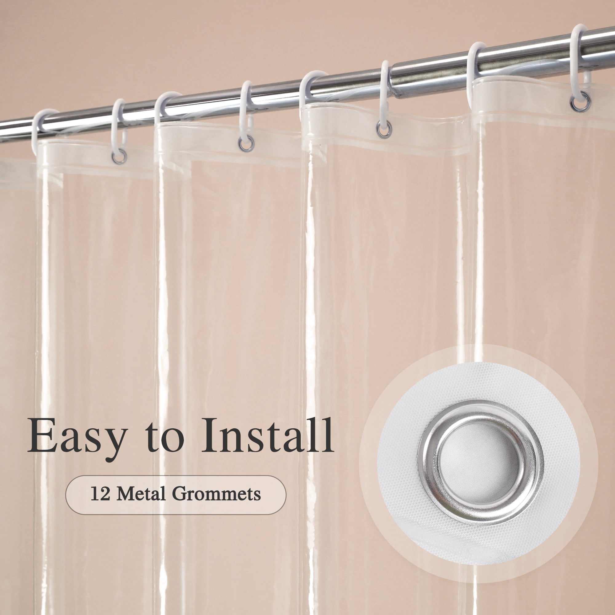 Inosoo Light Weight Clear Stall Shower Curtain Liner, 36"Wx72"H Narrow Size Waterproof PEVA Plastic Shower Liner with Magnets