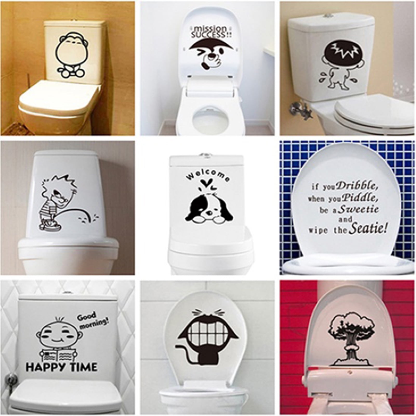 Waterproof Decal Toilet Stickers Art PVC Decorative Stickers Funny Cartoon FI
