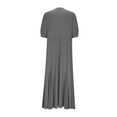 thumbnail image 6 of asdoklhq Dress for Women Fashion Women Summer Casual Round-Neck Short Sleeve Solid Long Dress Gray 3X, 6 of 6