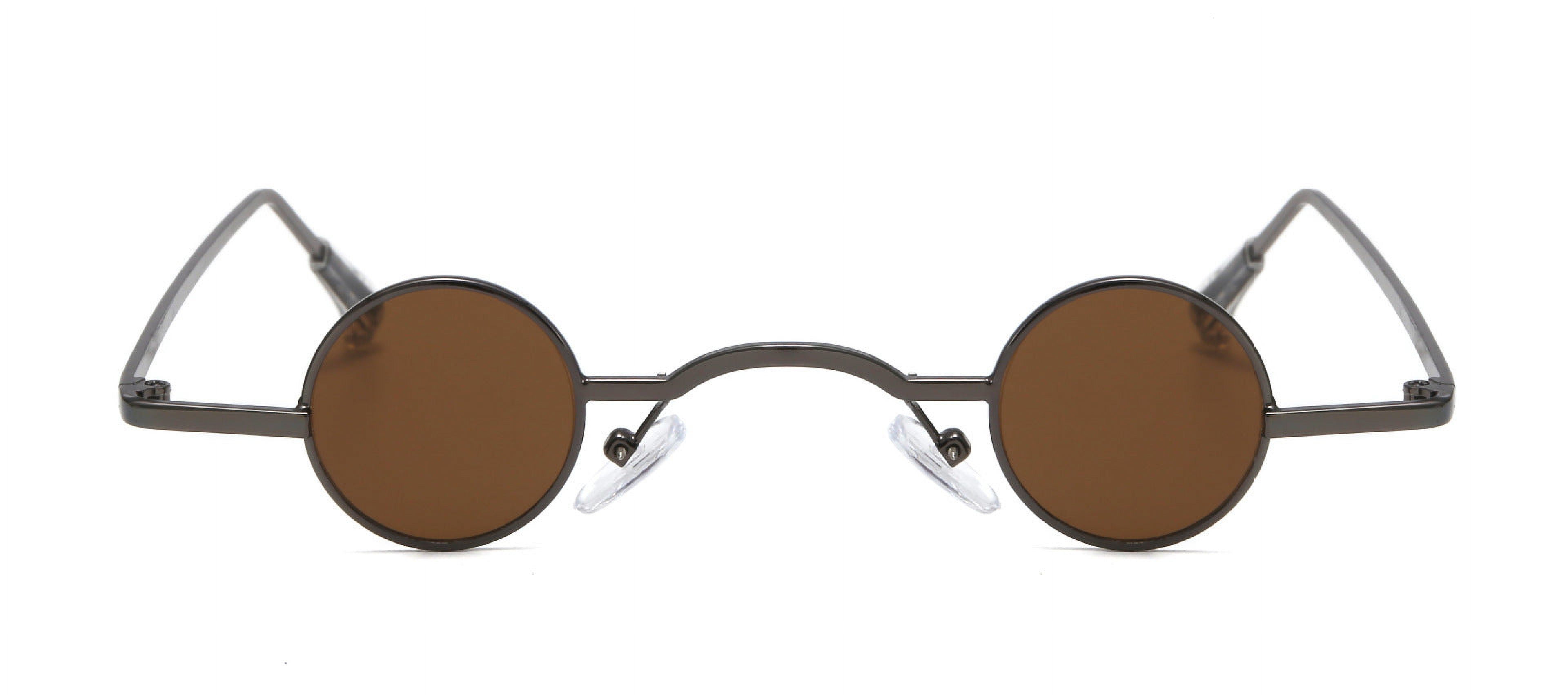 Retro Round Frame Sunglasses for Men, UV400 Protection, Metal Frame, PC Lens, Punk Style, Cool for Filming, Large Fit