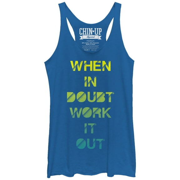 Women's CHIN UP When in Doubt Work it Out Racerback Tank Top Royal Blue Heather Large
