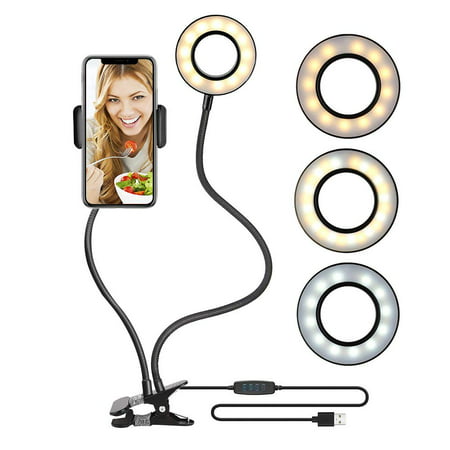 Selfie Ring Light Cell Phone Holder Stand Clip for Live Stream Makeup Video (Best Selfie Ring Light)