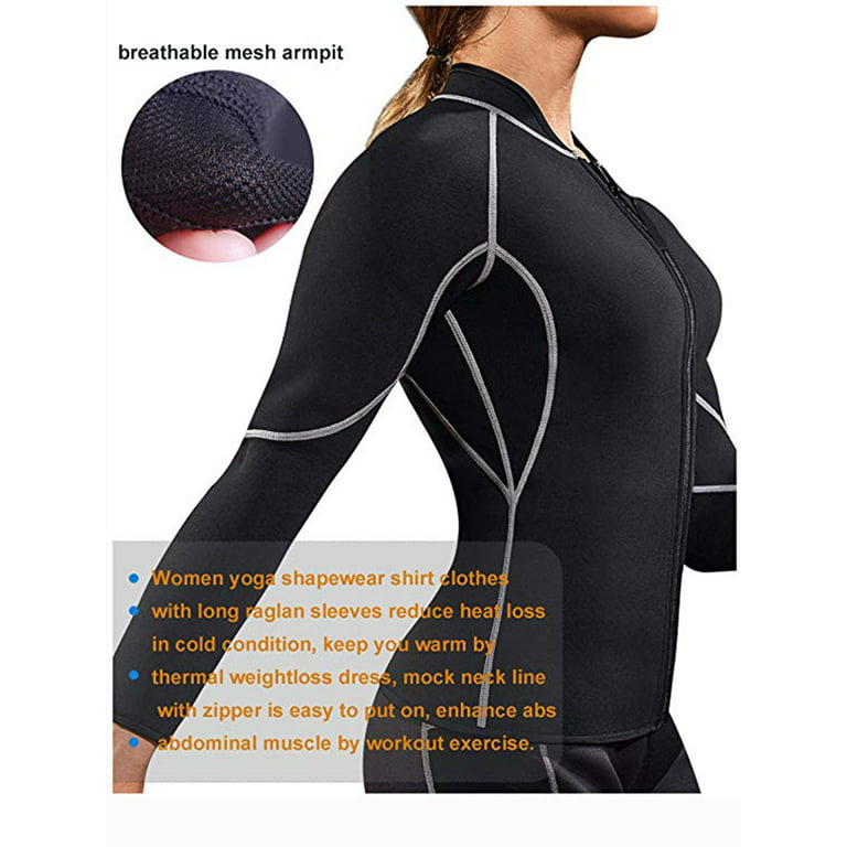 LELINTA Women's Neoprene Sauna Vest Waist Trainer Corset Long Sleeves Gym  Hot Sweat Suit Weight Loss Workout Body Shaper, Reduce Armpit Fat Exercise