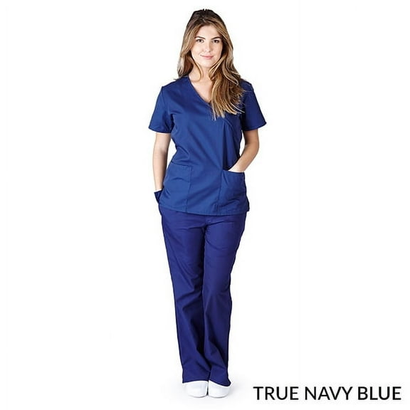 NATURAL UNIFORMS - FREE SHIPPING WOMEN SOLID MOCK WARP TIE BACK SCRUB SET