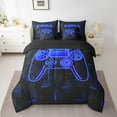 thumbnail image 2 of Erosebridal Gamer Bed in a Bag Full size 7 Pieces , Neon Geometric Bed Set, Navy, 2 of 5
