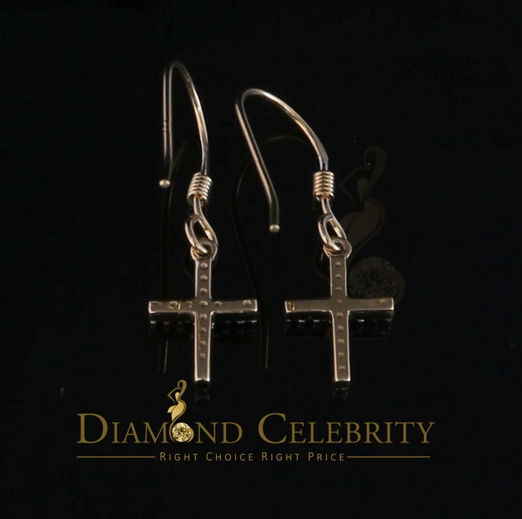 Diamond Celebrity's 0.15ct Diamond 925 Sterling Silver Yellow Dangling Stud Earring For Men / Women
