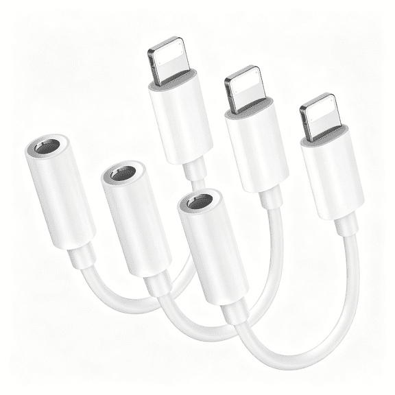 KUMEE Apple Mfi Certified Lightning to 3.5Mm Headphone Jack Adapter Dac Headphone Earphone Hi-Fi Audio Dongle Car Aux Cable Iphone 14/13/12/11/Xr/X/8/7 Car Gym Travel Office Use White