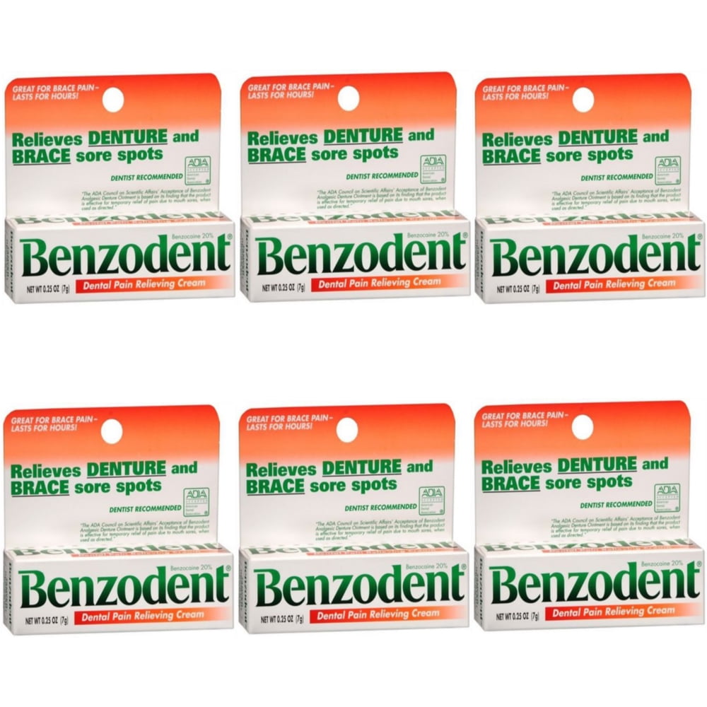 6 Pack Benzodent Denture Ointment 0.25 Oz Each