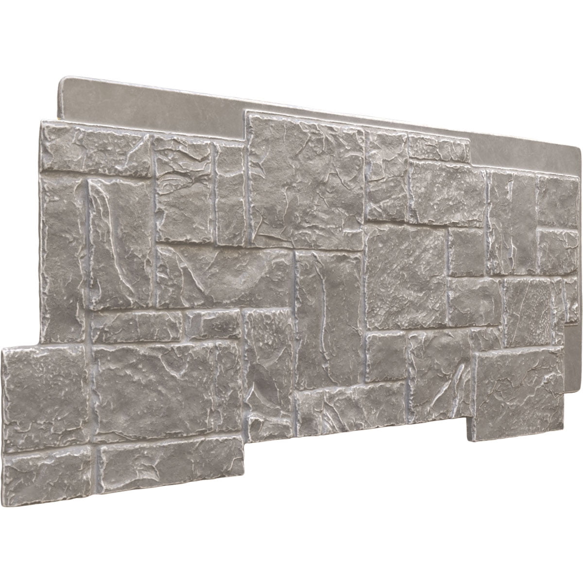 Ekena Millwork 49"W x 24 1/2"H x 1 1/4"D Castle Rock Stacked Stone, EverStone Faux Stone Siding Panel, Grey Granite