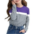thumbnail image 3 of Lmnyox Girls Long Sleeve Crew Neck Shirt Color Block Basic Pullover Tee Kids Teens Fashion Tops Clothes, 3 of 7
