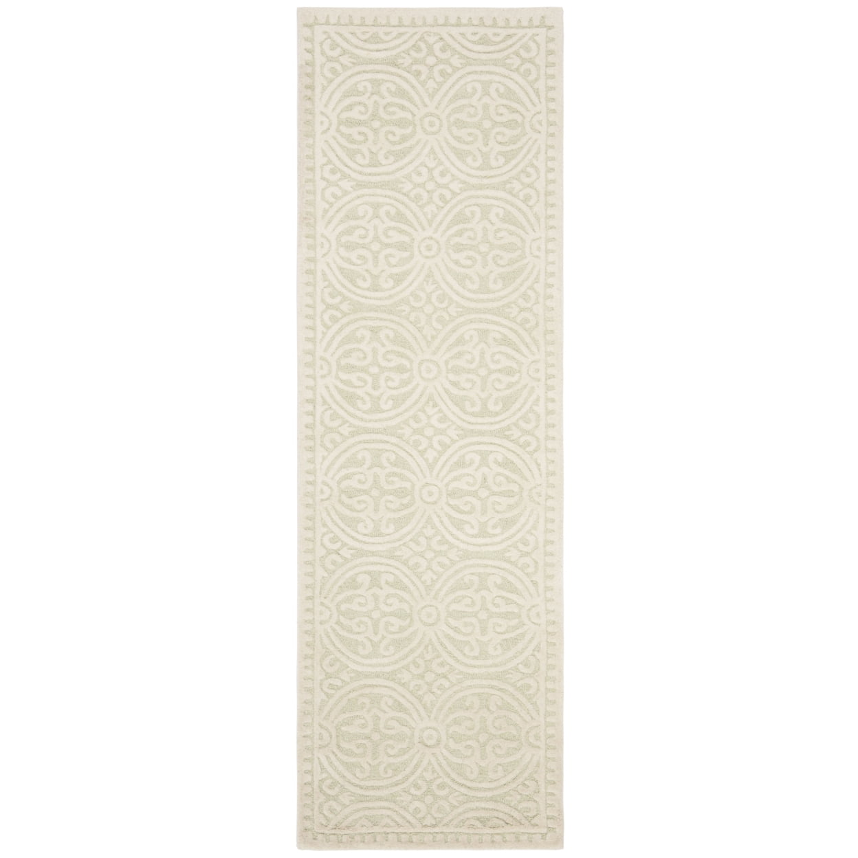 SAFAVIEH Cambridge Leslie Geometric Wool Area Rug, Light Green/Ivory, 4' x 6'