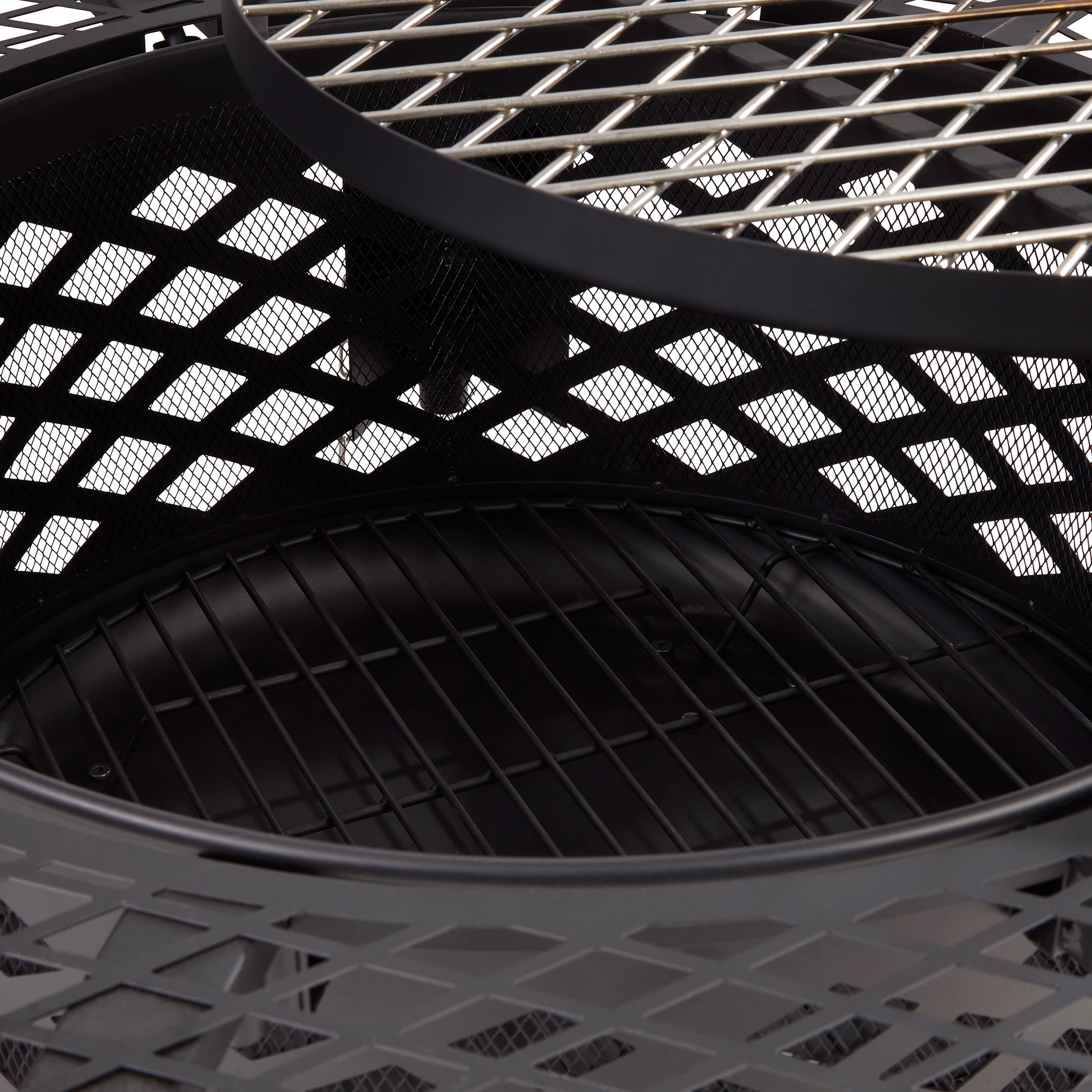 Mainstays 40-inch Wood Burning Ranch Fire Pit with Removable Stainless Steel Cooking Grate and Convenient Lid