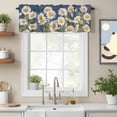 thumbnail image 2 of Valance Curtains for Windows Chrysanthemum Flowers Floral Kitchen Curtians Window Treatment Branch Leaves Blue Topper Curtain Rod Pocket Valances for Kitchen Bathroom Living Room 54x18in, 2 of 9