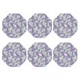thumbnail image 2 of Fuzoiu Lavender Flowers Print Leather Coasters Set,Drink Coasters Set of 6,for Tabletop Protection, Durable PVC Coasters,Home Décor and Housewarming Gift,Octagon, 2 of 7
