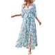 thumbnail image 1 of TRKIYQC Vestido largo de playa con temperamento para mujer, Falda dividida con cinturón y cuello en V de manga tres cuartos con estampado floral de estilo informal de verano para mujer TRKIYQC ocio，moda, 1 of 6