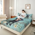 thumbnail image 4 of Feelyou Black Dog Animal Twin Sheet Sets, Rustic Groovy Flower Bedding, 3-Piece, 4 of 7