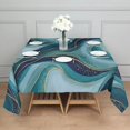 thumbnail image 3 of Blue Marble Gold Wave Pattern Square Tablecloth,Waterproof Square Table Cover,Wipeable Spillproof Washable Table Cover for Home Kitchen Party Decor 42"X42"(107x107cm), 3 of 6