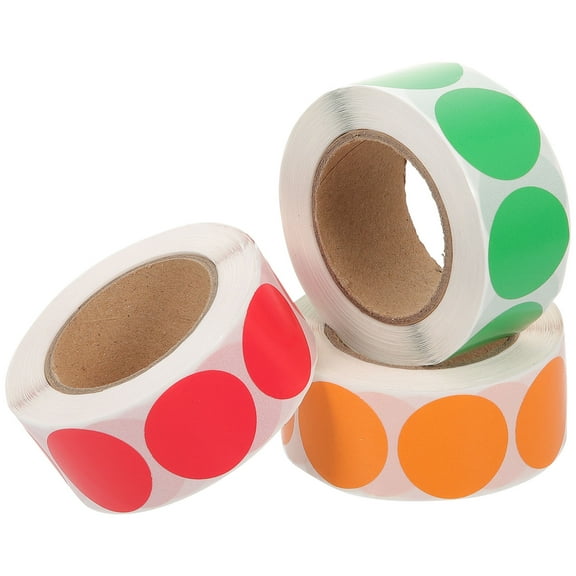 LEORX 3 Rolls of Colored Circle Stickers Labels Self-Adhesive Round Direct Thermal Labels