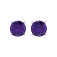 thumbnail image 3 of Clara Pucci 3Ct Natural Amethyst Round Cut VVS1 Push Back Stud 14k Solid hypoallergenic Gold Designer Earrings For February, 3 of 7