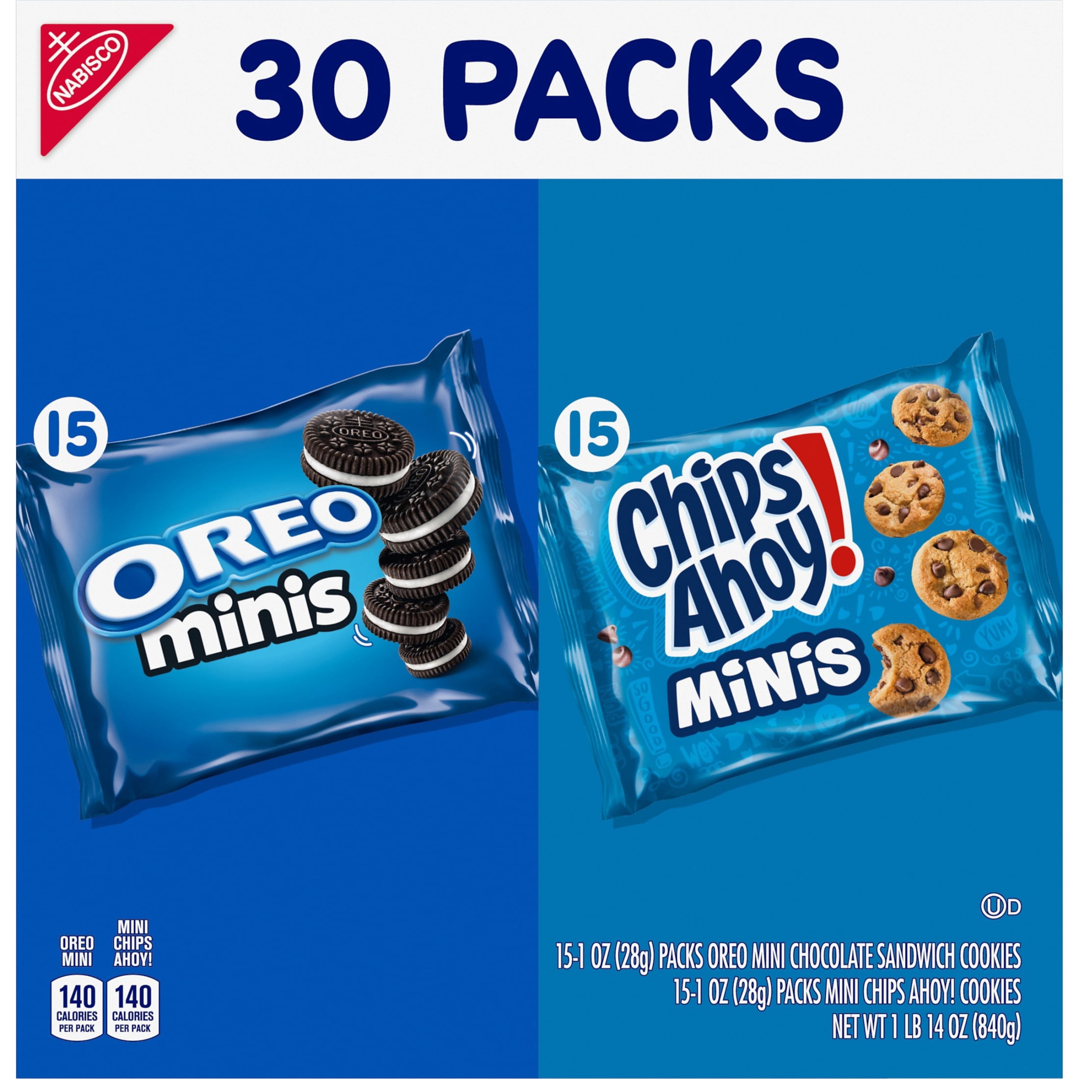 Nabisco Cookie Variety Pack, CHIPS AHOY! & OREO Mini, 30
