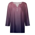 thumbnail image 4 of Huresd Womens Golf Polo Shirts V Neck 3/4 Sleeve Color Block Quick-Dry Golf Tees Purple XL, 4 of 5