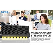 Netis ST3108GC 8 Port 10/100/1000Mbps Gigabit Desktop Switch | Fanless Quiet Design