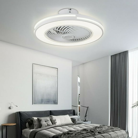 TFCFL 20'' Modern Invisible Ceiling Fan Light Bladeless Fan Chandelier LED Pendant Lamp w/ Remote