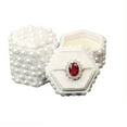 thumbnail image 6 of FENOHREFE Plush Velutum Rings Box with Exquisite Pearls Detailing Hexagonal Keepsakes Case for Engagement and Jewelry Gifts, 6 of 7