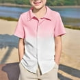 thumbnail image 2 of Boys Dress Shirts Pink Last Day Of School Shirt Short Sleeve Top Gradient Shirt Cute Graduation Gifts for Him Cute Baby Boy Clothes 5-6 Years, 2 of 4