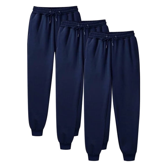 ctdiral Plus Size Sweatpants 3 Pack for Women Elastic Waist Drawstring Joggers Pants Solid Color Basic Workout Pants Casual Lightweight Straight Trousers with Pockets Navy S