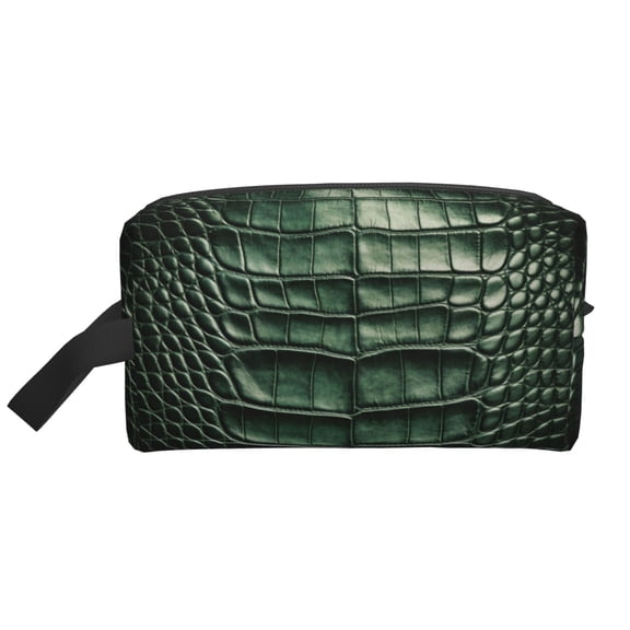Women Men Travel Toiletry Bag Alligator Skin Seamless Green Texture Cosmetic Makeup Bag Water Resistant Hanging Wash Bag